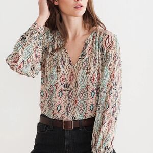 Velvet Multicolor Diamond Pattern Blouse
